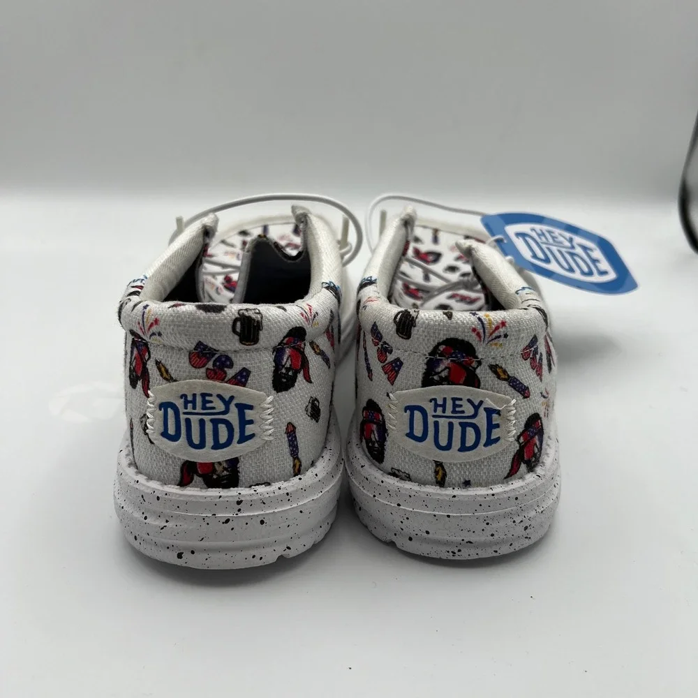 Hey‎ Dude Wally Funk Americana Party Shoes Mens 8 White Multi Patriotic Print